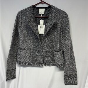 Joie Daksha two tone Heather grey long sleeve open front Alpaca and wool coat